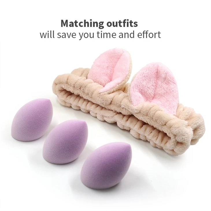 Cute Bear Headband Makeup Sponge Set